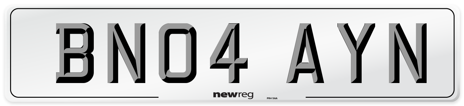 BN04 AYN Number Plate from New Reg